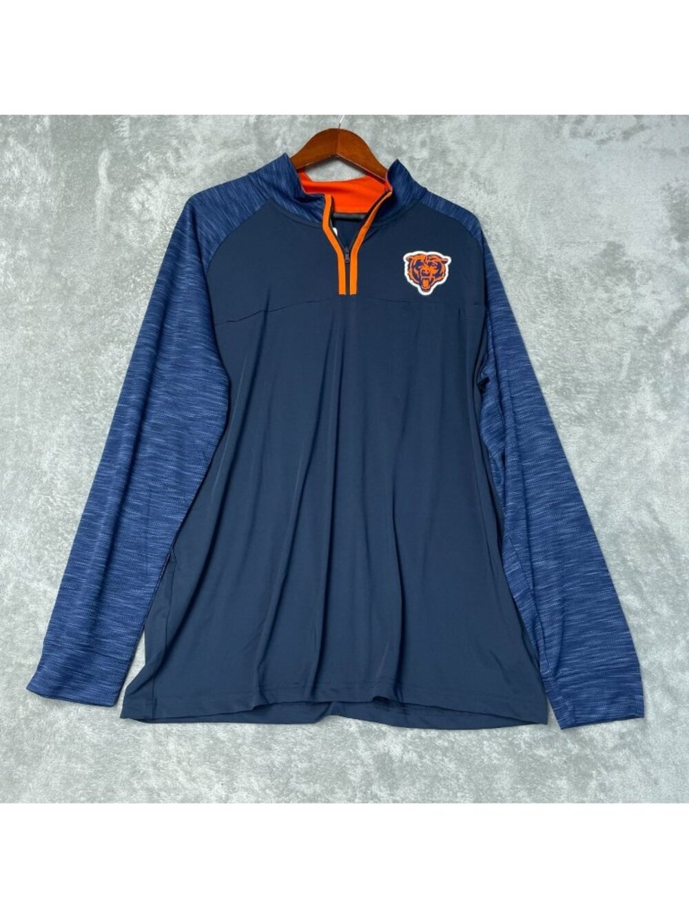 CSA Men's XL Chicago Bears Navy & Orange 1/4-Zip Pullover NFL Official e1414